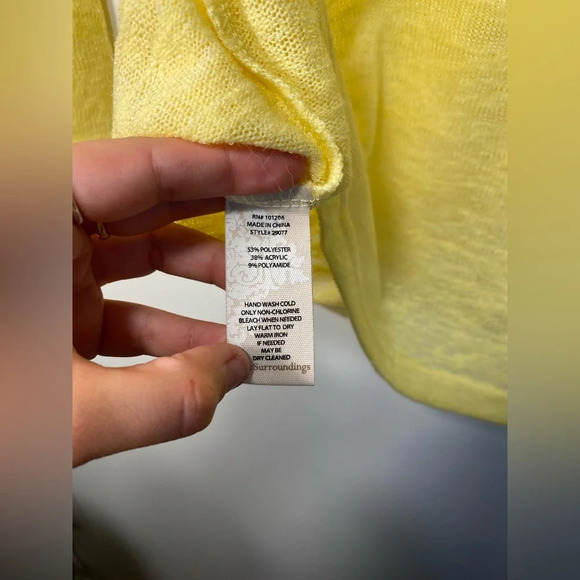 NWT Soft Surroundings|| Sweater Womens  Yellow Zip V-Neck Long Sleeve Pu… - Picture 5 of 5